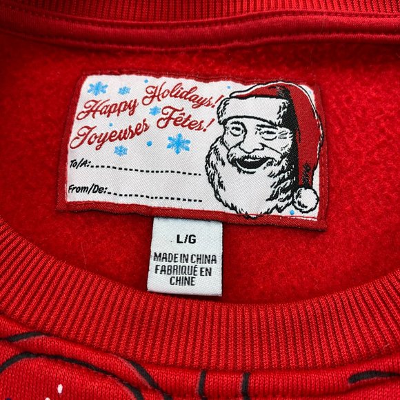 Ugly Christmas Sweater Men Large L Red Pull Over Jumper Sweatshirt XMAS New Year - Picture 6 of 11